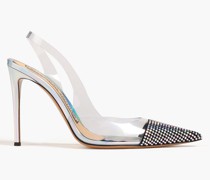Raquel 105 Slingback-Pumps aus Leder und holografischem PVC mit Verzierung