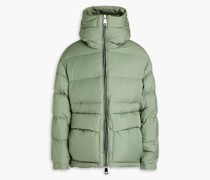 Daunenjacke aus gestepptem Shell mit Logoprint und Kapuze