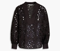 Bluse aus einer Baumwoll-Lyocellmischung mit Lochstickerei