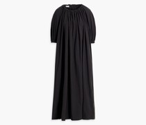 Geraffte Midikleid au Popeline au einer Baumwollmichung