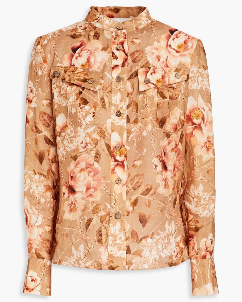 Zimmermann Damen Hemd aus Leinen mit floralem Print