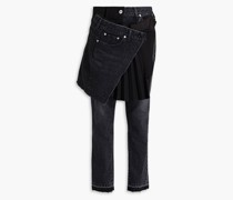 Mehrlagige Jeans mit schmalem Bein aus Woll-Crêpe inausgewaschener Optik