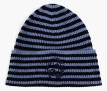 Gestreifter Beanie aus einer gerippten Woll-Kaschmirmischung