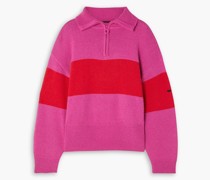 Jules zweifarbiger Strickpullover mit halblangem Reißverschluss