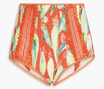 Shorts aus einer Baumwollmischung mit Print und Raffung