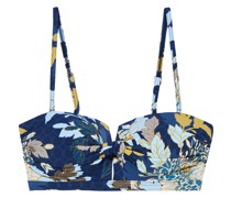 Bedrucktes Bandeau-Bikini-Oberteil mit Knotendetail