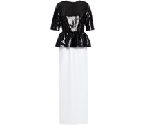 Zweifarbiges Maxikleid aus Tüll mit Pailletten und Schößchen