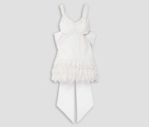 Anjanue Minikleid aus Webstoff mit Cut-outs, Schleife und Häkelbesatz