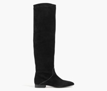 Amelia kniehohe Stiefel aus Veloursleder mit Kontrastnähten