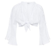 Kissa Cropped Oberteil aus Voile aus einer Bauwollischung it Spitzenbesatz