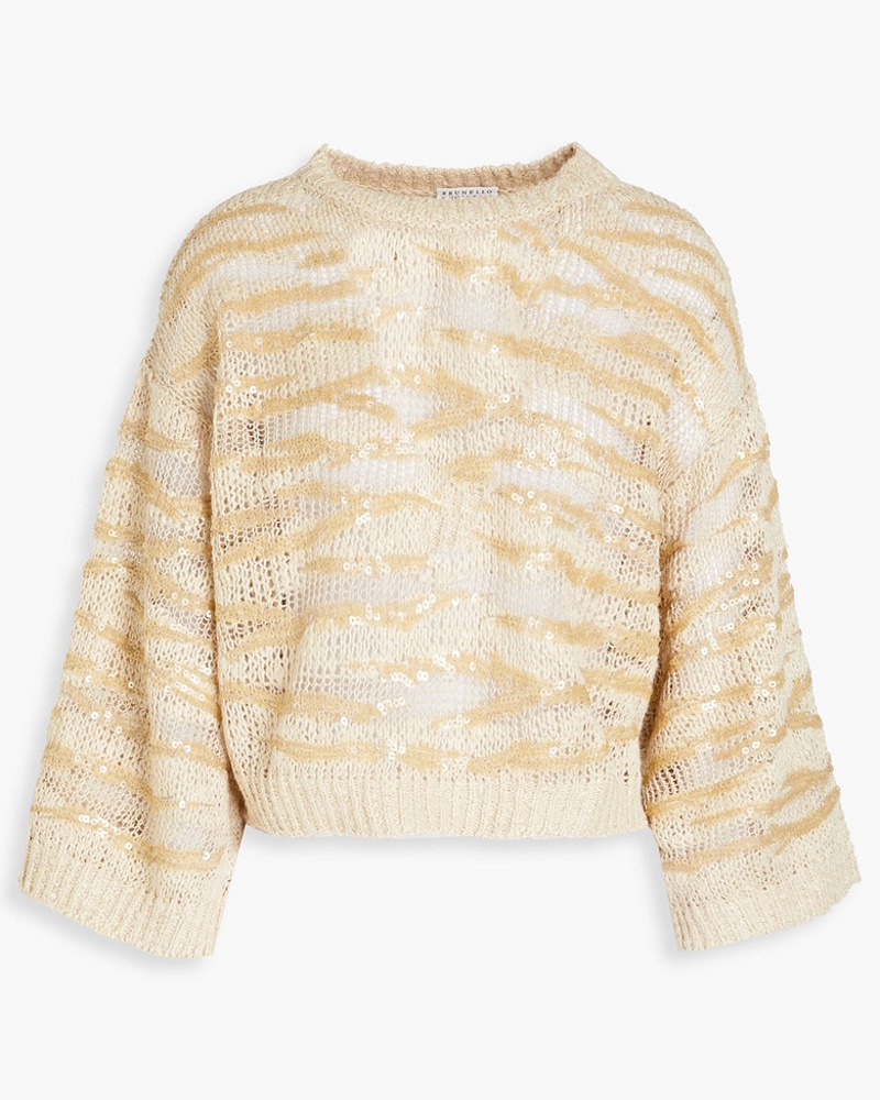 Brunello Cucinelli Damen Pullover aus einer Seidenischung it Pailletten