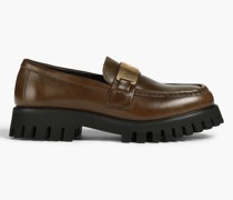 Embellished leather platform loafers