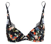 Push-up-BH aus Jersey mit Bügel, floralem Print und Spitzenbesatz