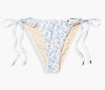 Tief sitzendes Bikini-Höschen mit floralem Print und Häkelbesatz