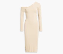Midikleid aus geripptem Jersey mit asymmetrischer Schulterpartie S