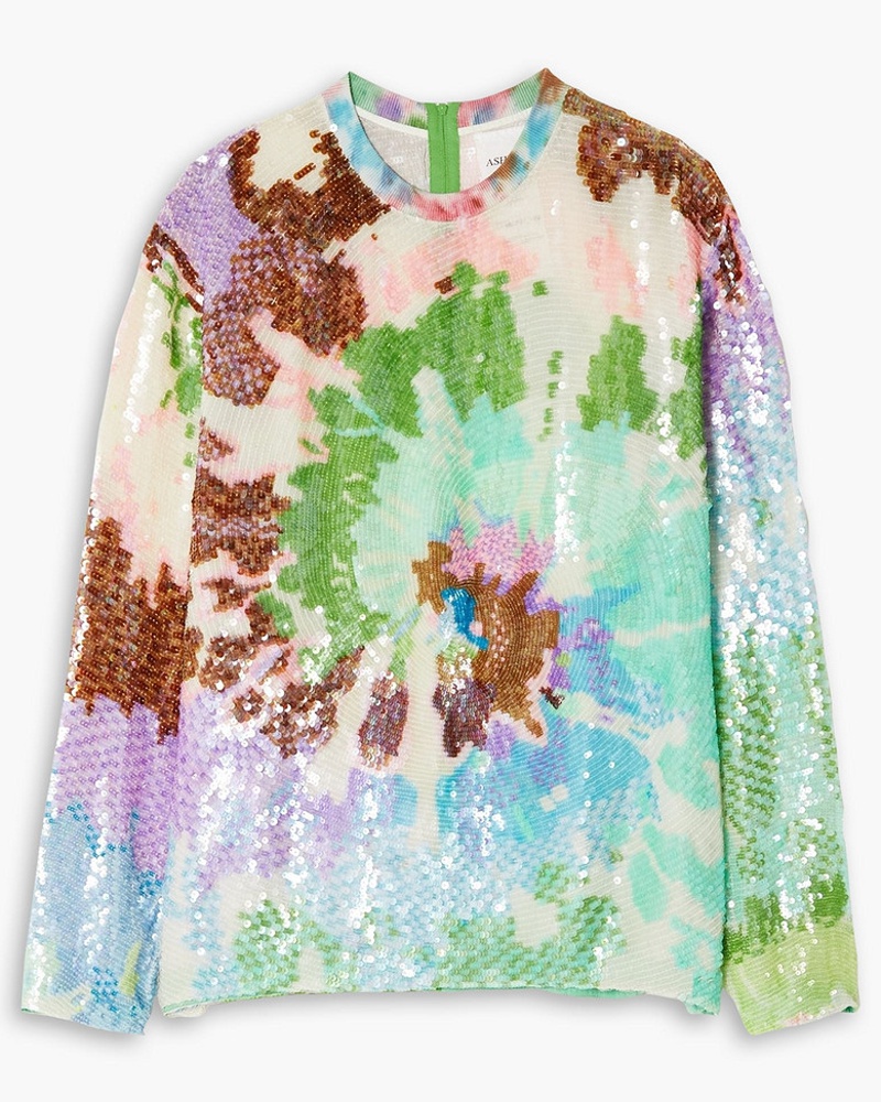 ASHISH Damen Oberteil aus Georgette mit Pailletten