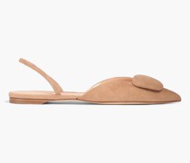 Sabine flache Slingback-Schuhe aus Veloursleder mit spitzer Kappe