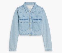 Cropped Jeansjacke mit Steg