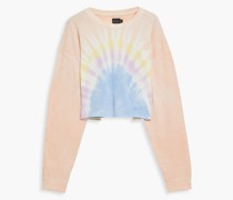 Cropped Sweatshirt aus Fleece aus einer Biobaumwollmischung mit Batikmuster L