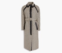Mantel aus Baumwoll-Jacquard mit Lederbesatz