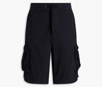 Shorts aus Baumwollpopeline mit Jersey-Besatz