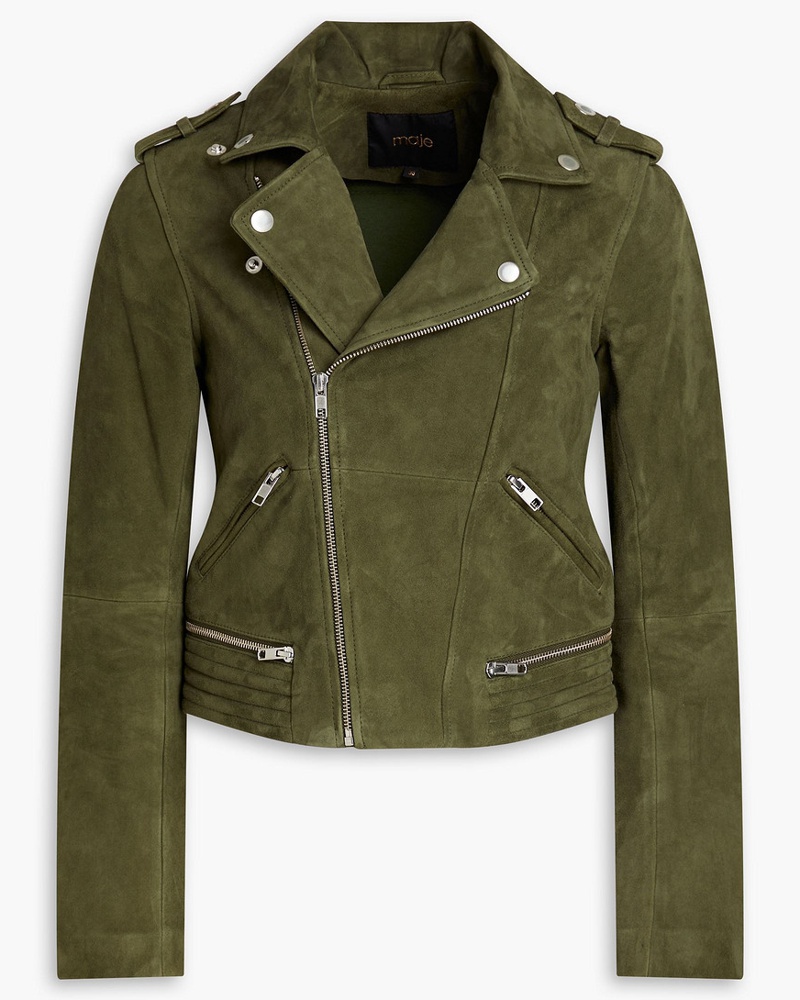 Maje Damen Basalta Bikerjacke aus Veloursleder