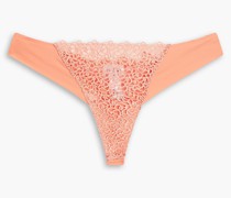 Tief sitzender String aus Stretch-Jersey und Guipure-Spitze