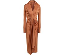 Lorenne Midi-Wickelkleid aus glänzendem Jersey mit Falten