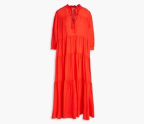 Giselle gestuftes Maxikleid aus Baumwollgaze mit Raffung