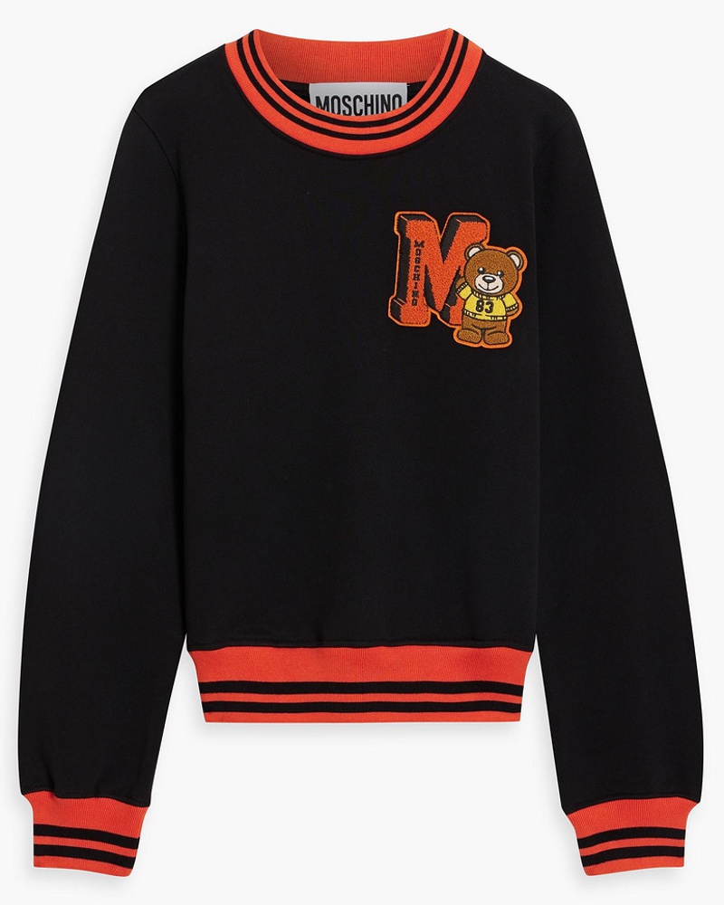 Moschino Damen Sweatshirt aus Baumwollfrottee mit Applikationen