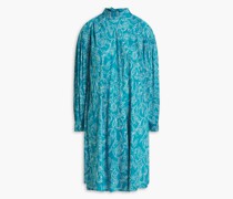 Gitaka Kleid aus glänzendem Jacquard mit Print und Raffung/S