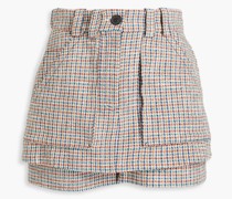 Mehrlagige Shorts aus Tweed aus einer Baumwollmischung mit Hahnentrittmuster