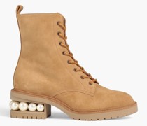 Casati Combat Boots aus Veloursleder mit Kunstperlen