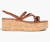 Slingback-Sandalen aus Leder mit Keilabsatz
