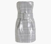 Trägerloses Minikleid aus Jacquard mit Glencheck-Muster und Pailletten