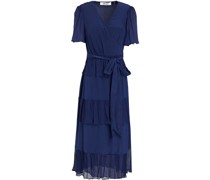 Midi-Wickelkleid aus Crêpe de Chine aus Seide mit Georgette-Einsätzen und Gürtel