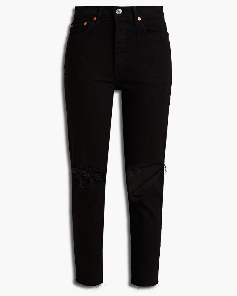 RE/DONE Damen Hoch sitzende Cropped Jeans mit schmalem Bein inDistressed-Optik