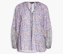 Bluse aus Baumwolle mit floralem Print und Einsätzen 1