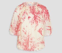 REDValentinoBedruckte Bluse aus Chiffon mit Raffung