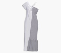 Gestreiftes Midikleid aus Baumwoll-Jersey mit Einsätzen