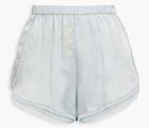 Cassie Pyjama-Shorts aus gehämmertem Seiden-Charmeuse mit Spitzenbesatz