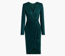 Drapiertes Kleid aus glänzendem Jersey mit Wickeleffekt