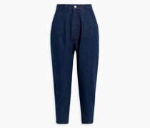 Safari hoch sitzende Cropped Karottenjeans mit Falten 24