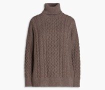 Rollkragenpullover aus Wolle mit Zopfstrickmuster
