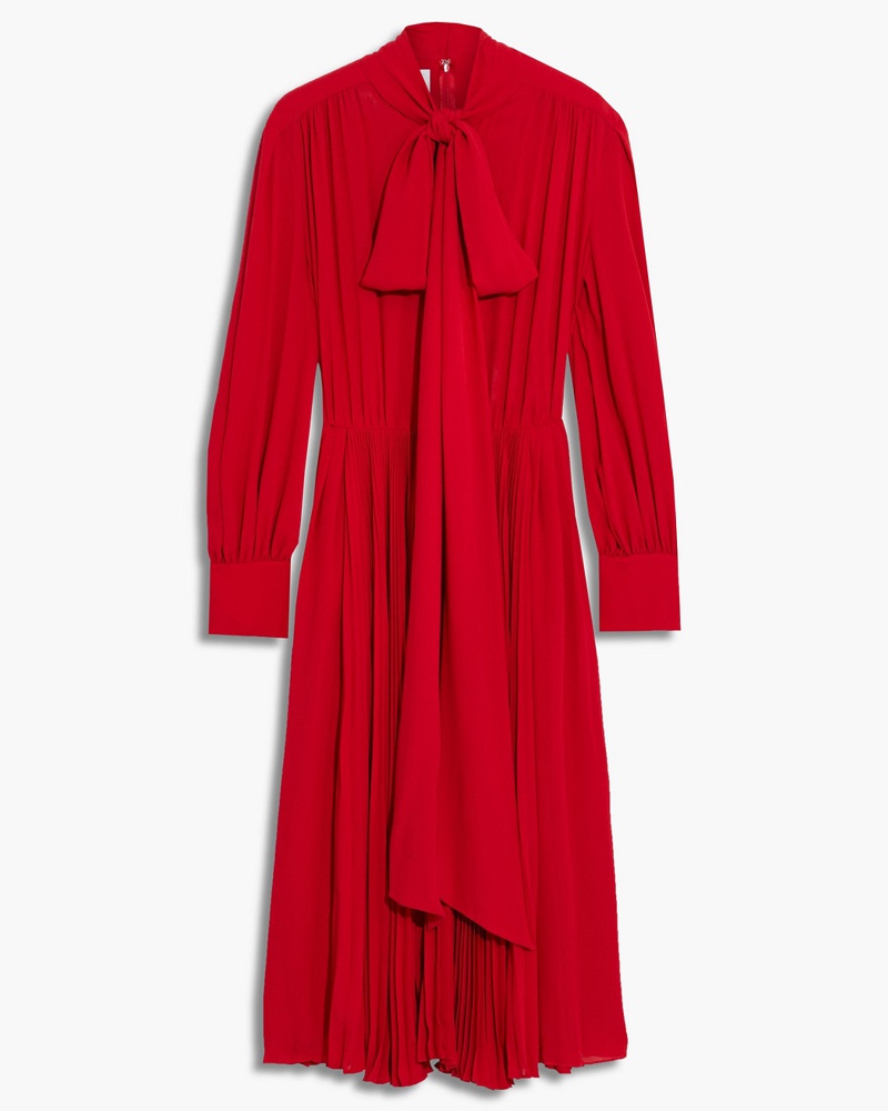 Valentino Garavani Damen Seidenkleid aus Crêpe de Chine mit Schluppe und Falten Valentino Garavani Damen Seidenkleid aus Crêpe de Chine mit Schluppe und Falten