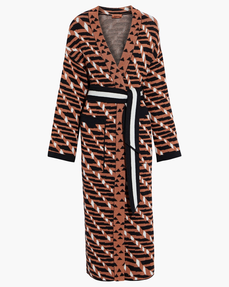 Missoni Damen Cardigan aus Häkelstrick aus einer Wollmischung mit Gürtel