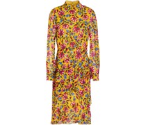 Kleid aus Seiden-Georgette mit floralem Print und Rüschen