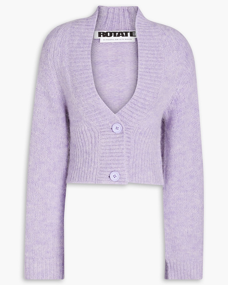 ROTATE Birger Christensen Damen Rosemary Cropped Cardigan aus einer Wollmischung
