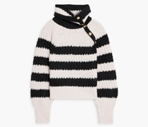 Gestreifter Rollkragenpullover aus Strick L