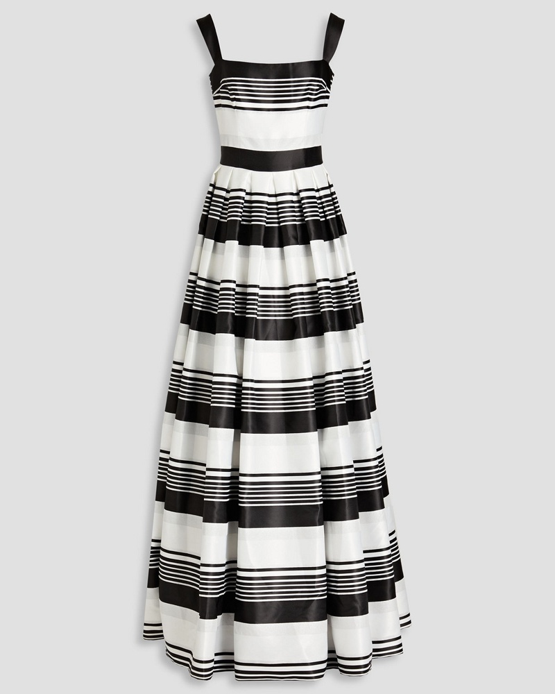 RASARIO Damen Gestreifte Robe aus Jacquard mit Falten